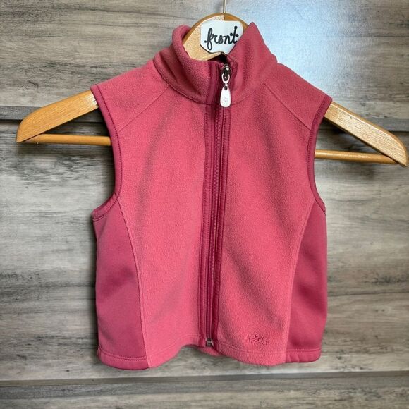 American Girl Other - American Girl Pink Red Fleece Fall Winter Zipper Vest Girls 6 great preworn cond